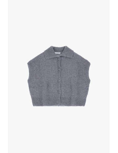 copy of Please Femme gilet court boutonné en laine vierge et mohair mélangés coloris noir (nero)