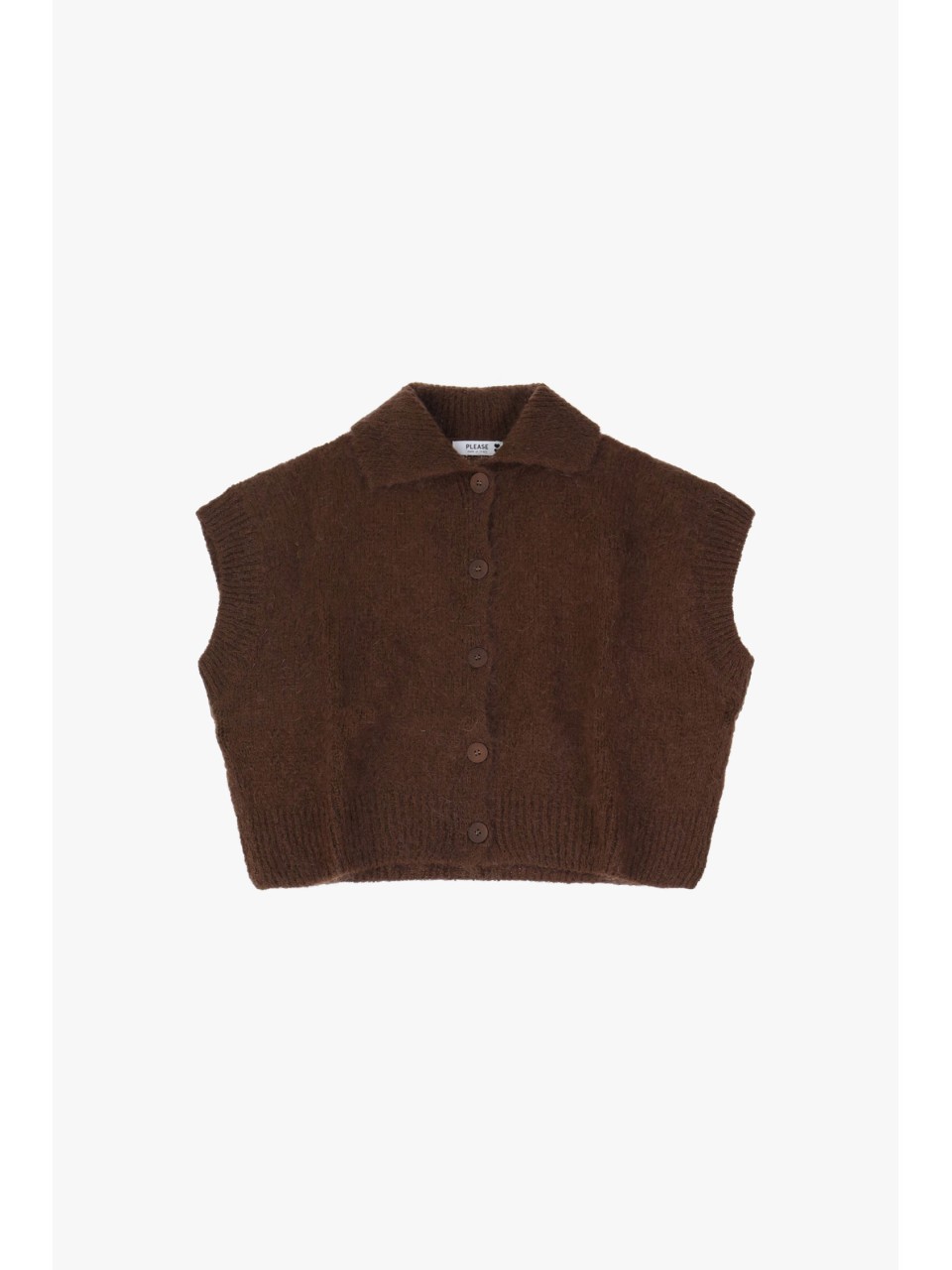 Please gilet court Nutella en laine vierge et mohair