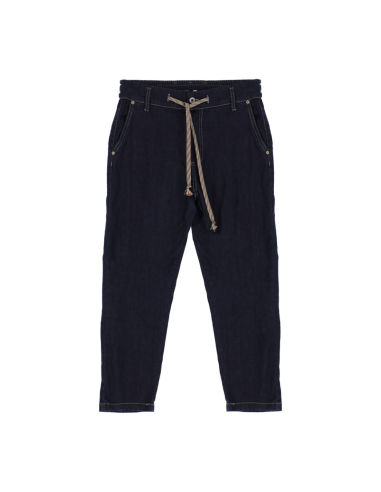 PLEASE FEMME PANTALON CHARPENTIER FORME CAROTTE EN DENIM BLEU BRUT