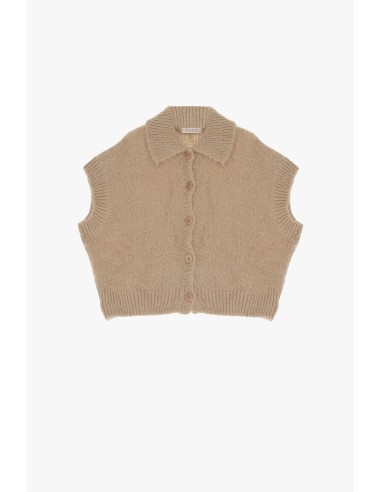 copy of Please Femme gilet court boutonné en laine vierge et mohair mélangés coloris noir (nero)