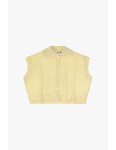 Please gilet court Jaune en laine vierge et mohair