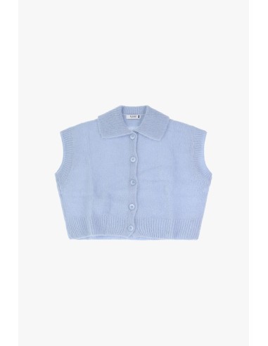 copy of Please Femme gilet court boutonné en laine vierge et mohair mélangés coloris noir (nero)