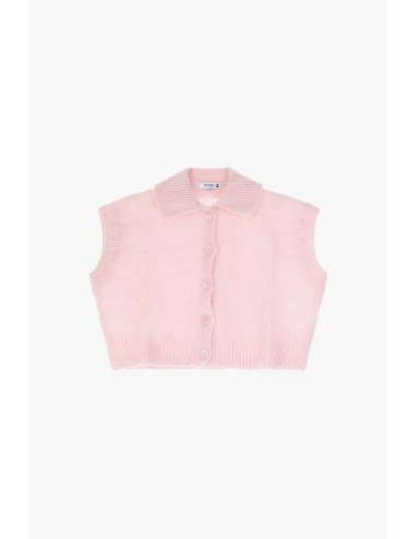 copy of Please Femme gilet court boutonné en laine vierge et mohair mélangés coloris noir (nero)