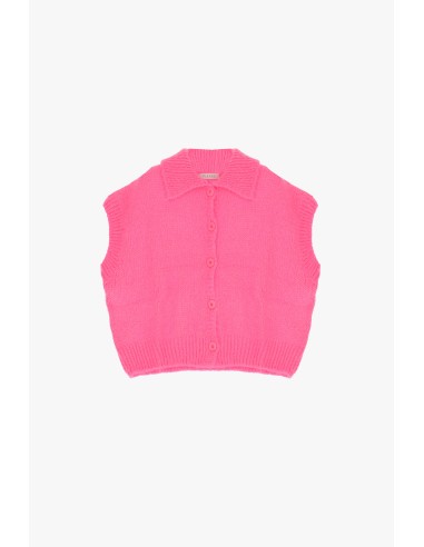 copy of Please Femme gilet court boutonné en laine vierge et mohair mélangés coloris noir (nero)