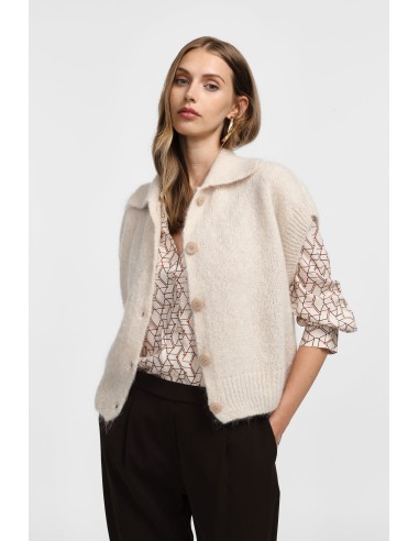 copy of Please Femme gilet court boutonné en laine vierge et mohair mélangés coloris noir (nero)