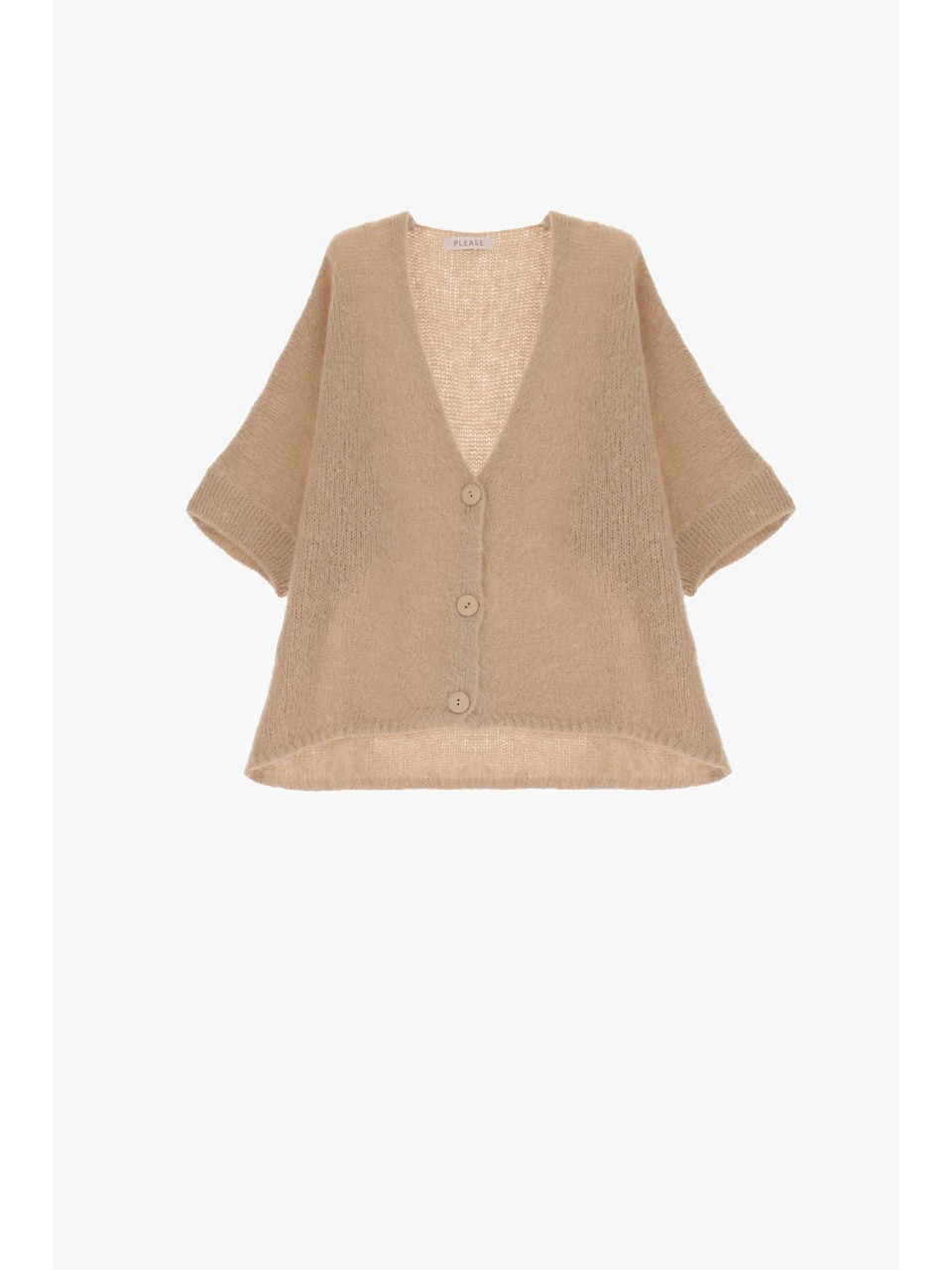 Please cardigan oversize Beige en laine vierge et mohair