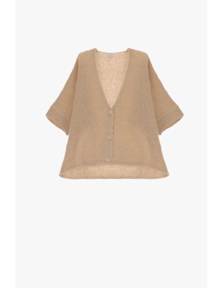 Please cardigan oversize Beige en laine vierge et mohair