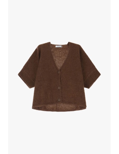 copy of Please Femme cardigan oversize en laine vierge et mohair mélangés coloris écru (panna)