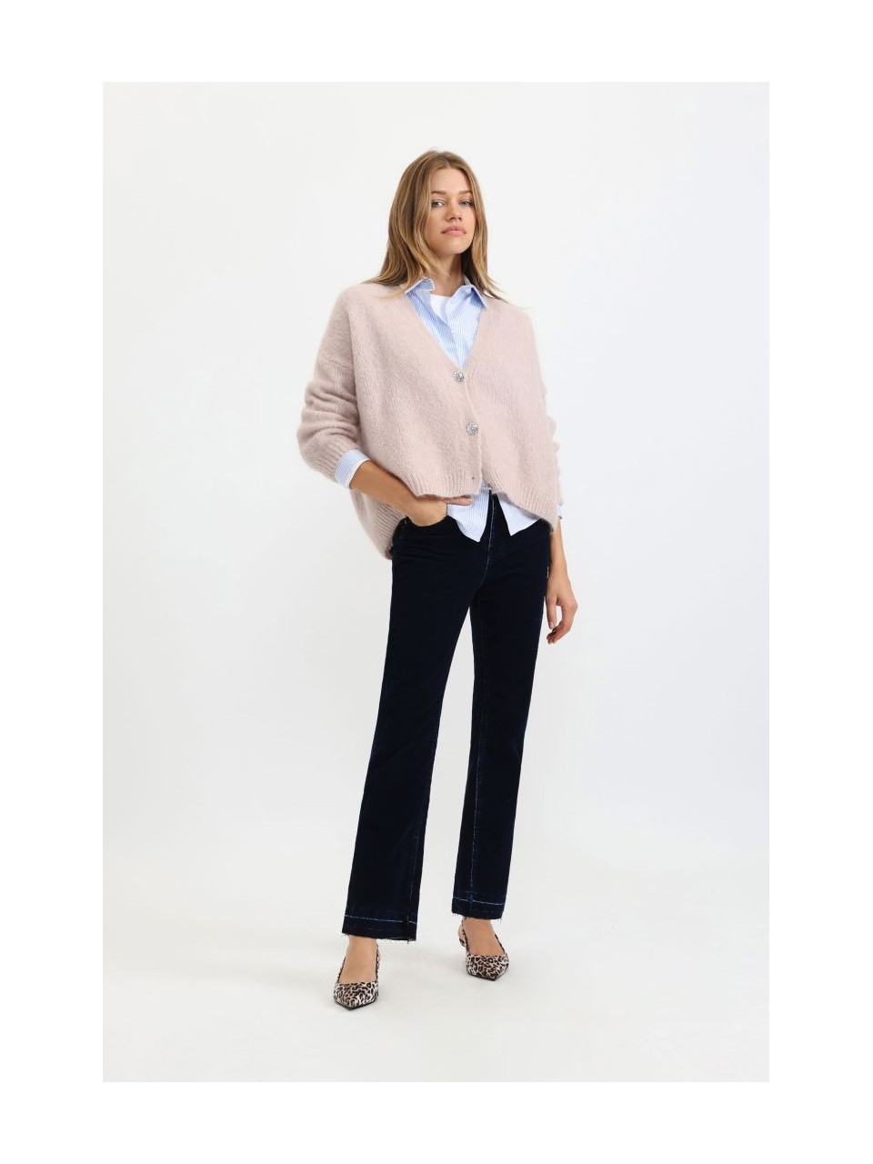 Please cardigan oversize Jaune en laine vierge et mohair 2