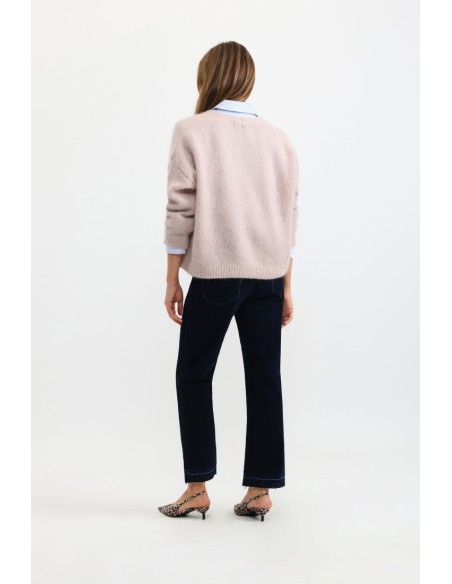 Please cardigan oversize Jaune en laine vierge et mohair