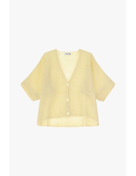 Please cardigan oversize Jaune en laine vierge et mohair