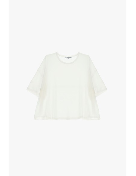 Please Maxi T-shirt ecru en laine melangée ecrue