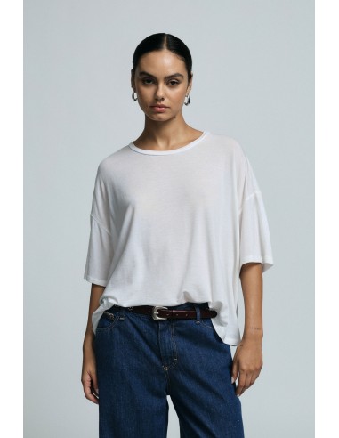 Please Maxi T-shirt ecru en laine melangée