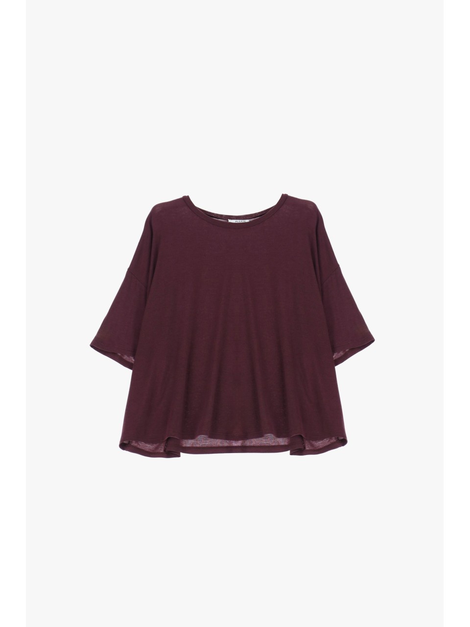 Please Maxi T-shirt bordeaux en laine melangée