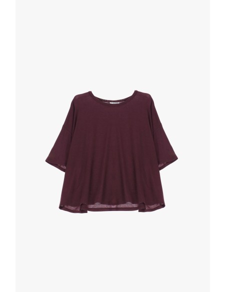 Please Maxi T-shirt bordeaux en laine melangée