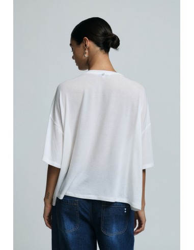 Please Maxi T-shirt ecru en laine melangée