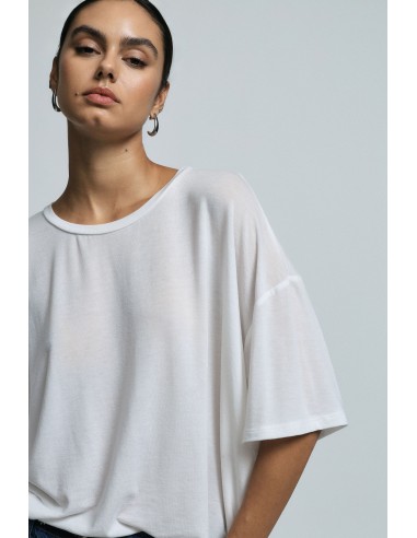 Please Maxi T-shirt ecru en laine melangée