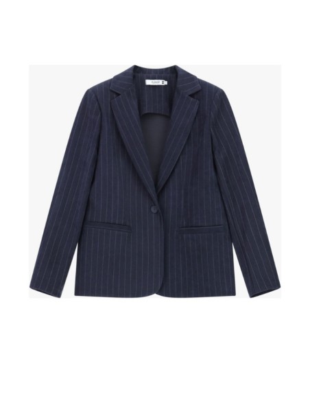 Please femme blazer de tailleur en velours bleu marine rayé