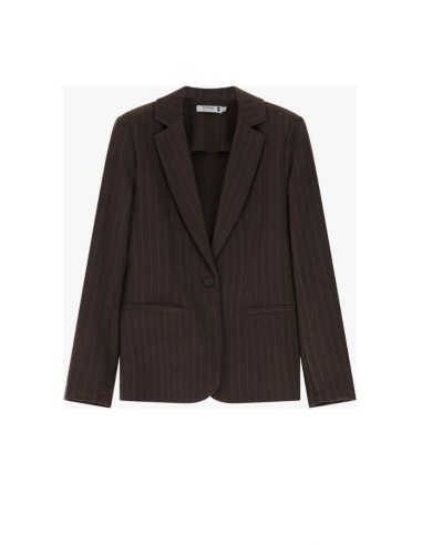 Please femme blazer de tailleur en velours Chocolat rayé