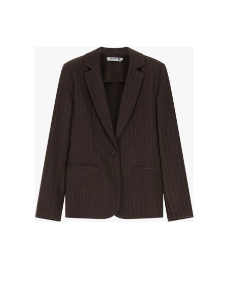 copy of Please femme blazer de tailleur en crêpe fluide bleu marine rayé