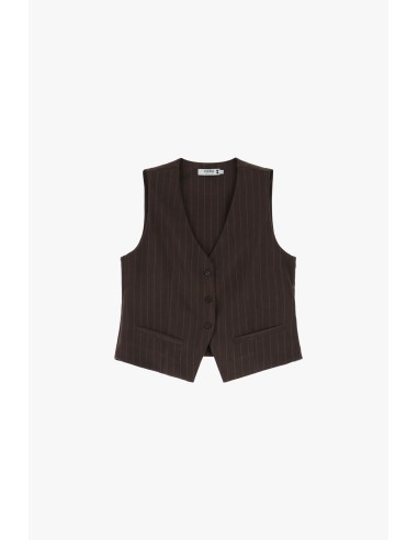 Please Gilet de tailleur en Velours rayé Chocolat