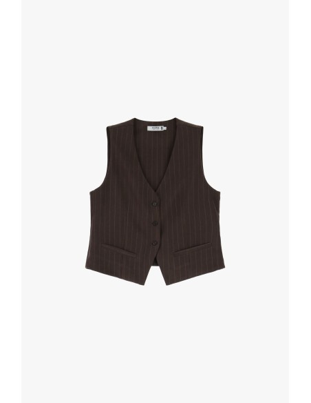 Please pantalon  Large en velours rayé Chocolat