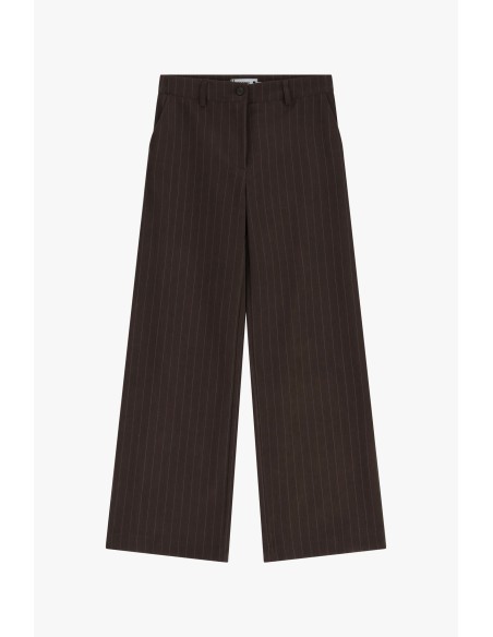 Please pantalon  Large en velours rayé Chocolat