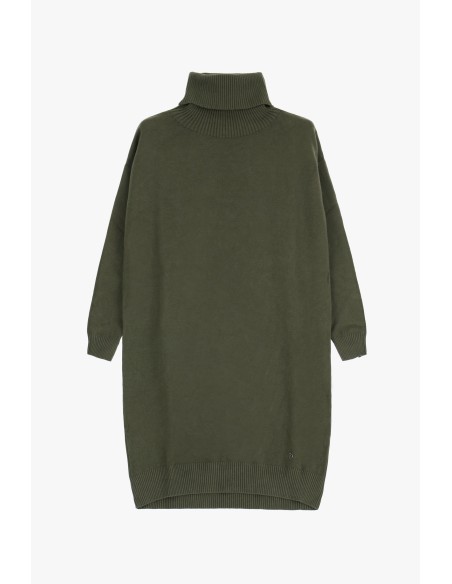 copy of Please Femme robe col roulé en viscose coloris kaki (militare)