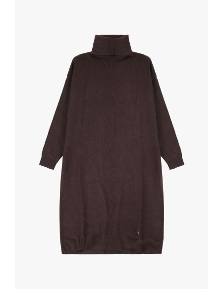 Please robe col roulé coloris Chocolat