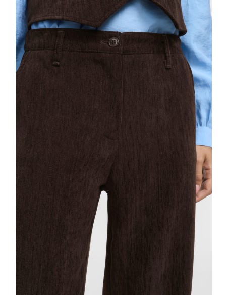 Please pantalon Palazzo en velours chocolat