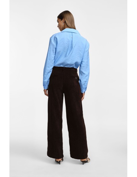 Please pantalon Palazzo en velours chocolat