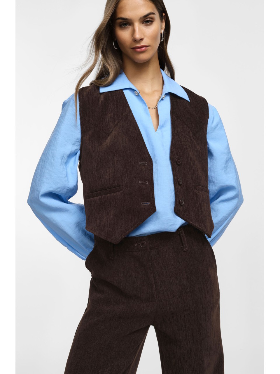 Please gilet en velours chocolat