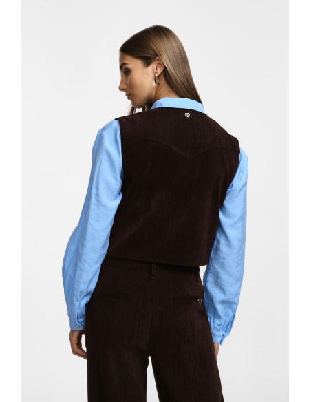 Please gilet en velours chocolat