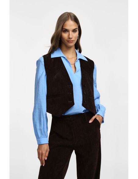 Please gilet en velours chocolat