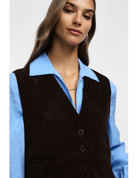 Please gilet en velours chocolat