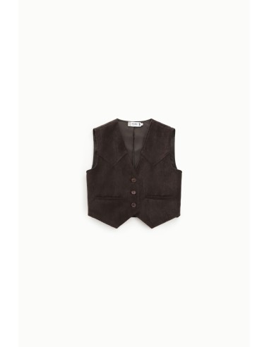 Please gilet en velours chocolat