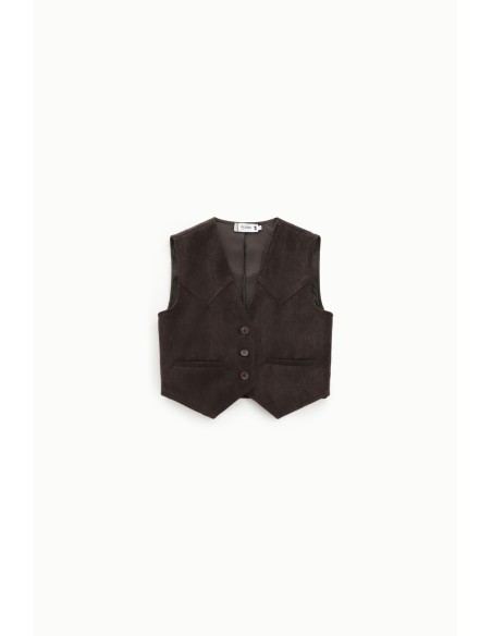 Please gilet en velours chocolat