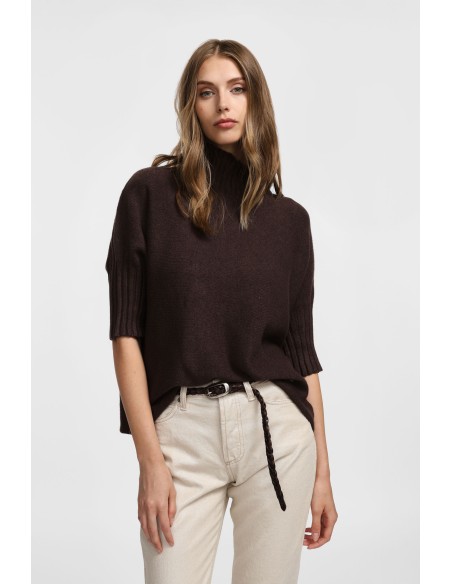 Please pull col roulé à manches courtes