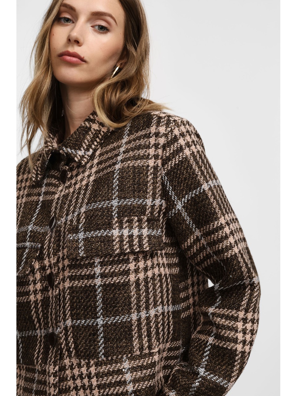 Please Veste courte en Tweed Marron 2