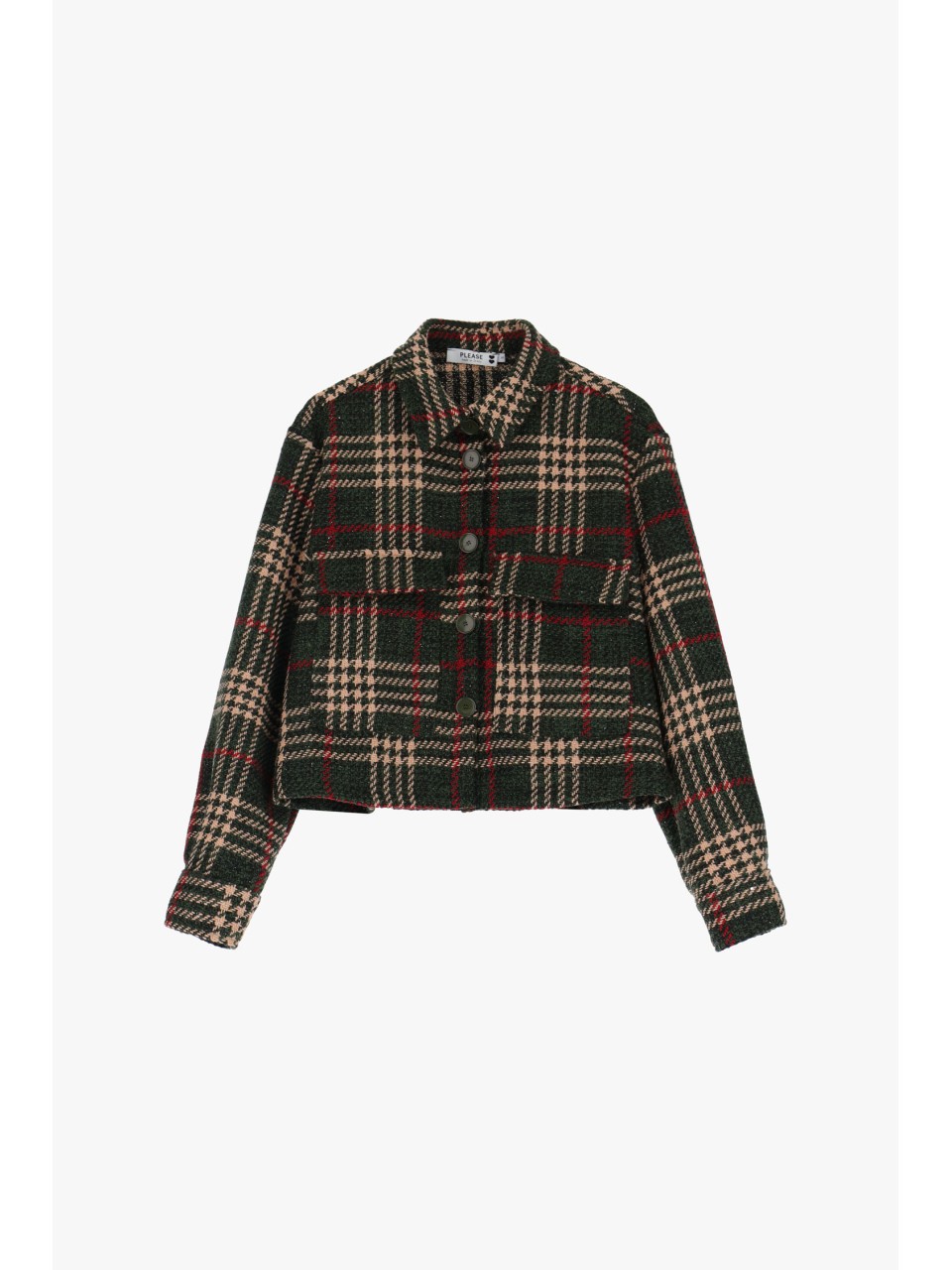 Please Veste courte en Tweed Vert