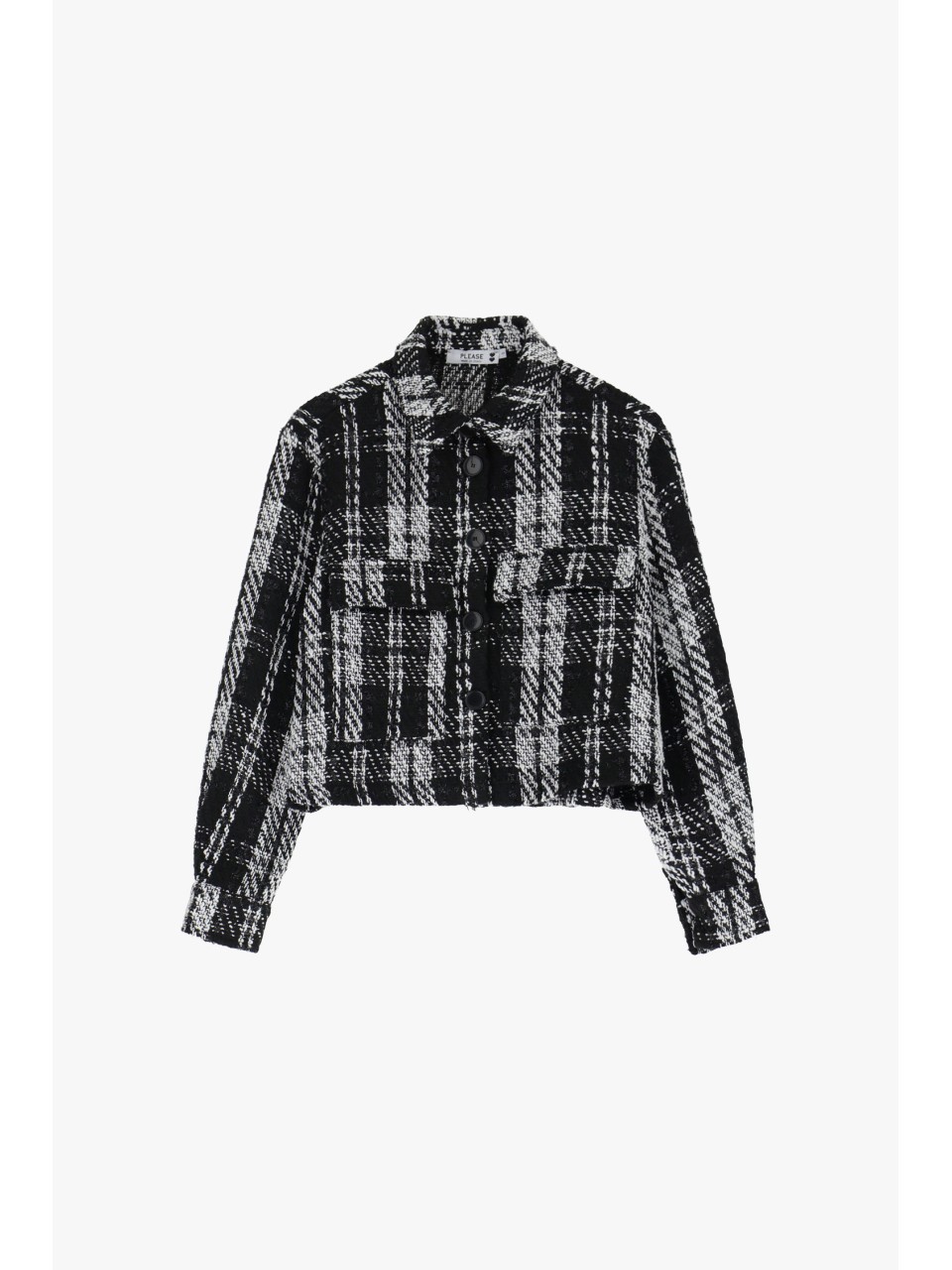 Please Veste courte en noir et ecru