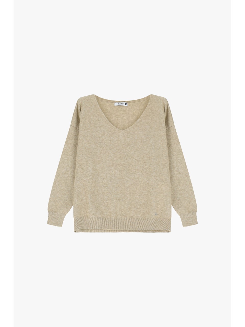 copy of Please Femme pull fin ecru avec col en V