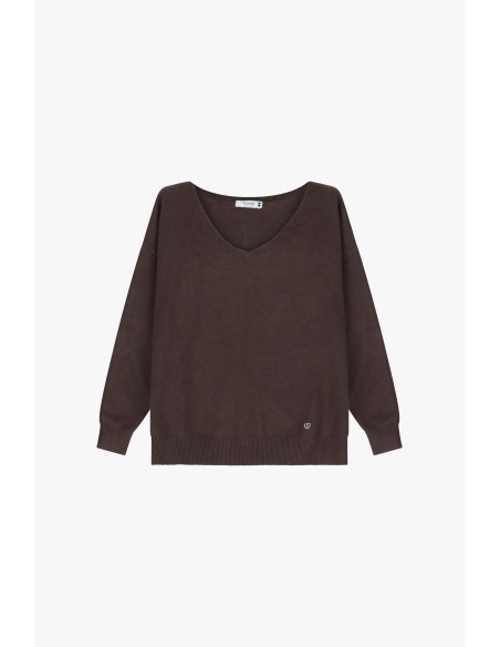 copy of Please Femme pull fin ecru avec col en V