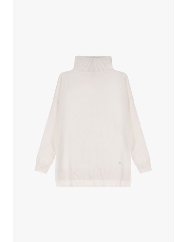 Please Femme pull col roulé en maille Ecrue