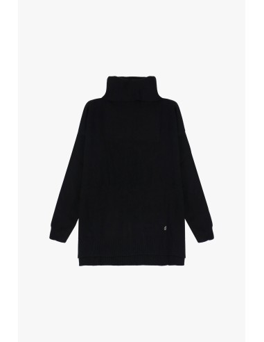 Please Femme pull col roulé en maille coloris noir