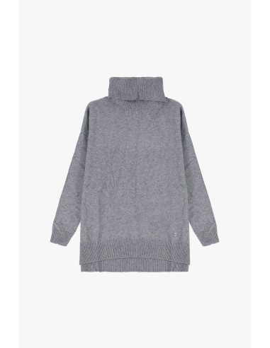 Please Femme pull col roulé en maille coloris Gris