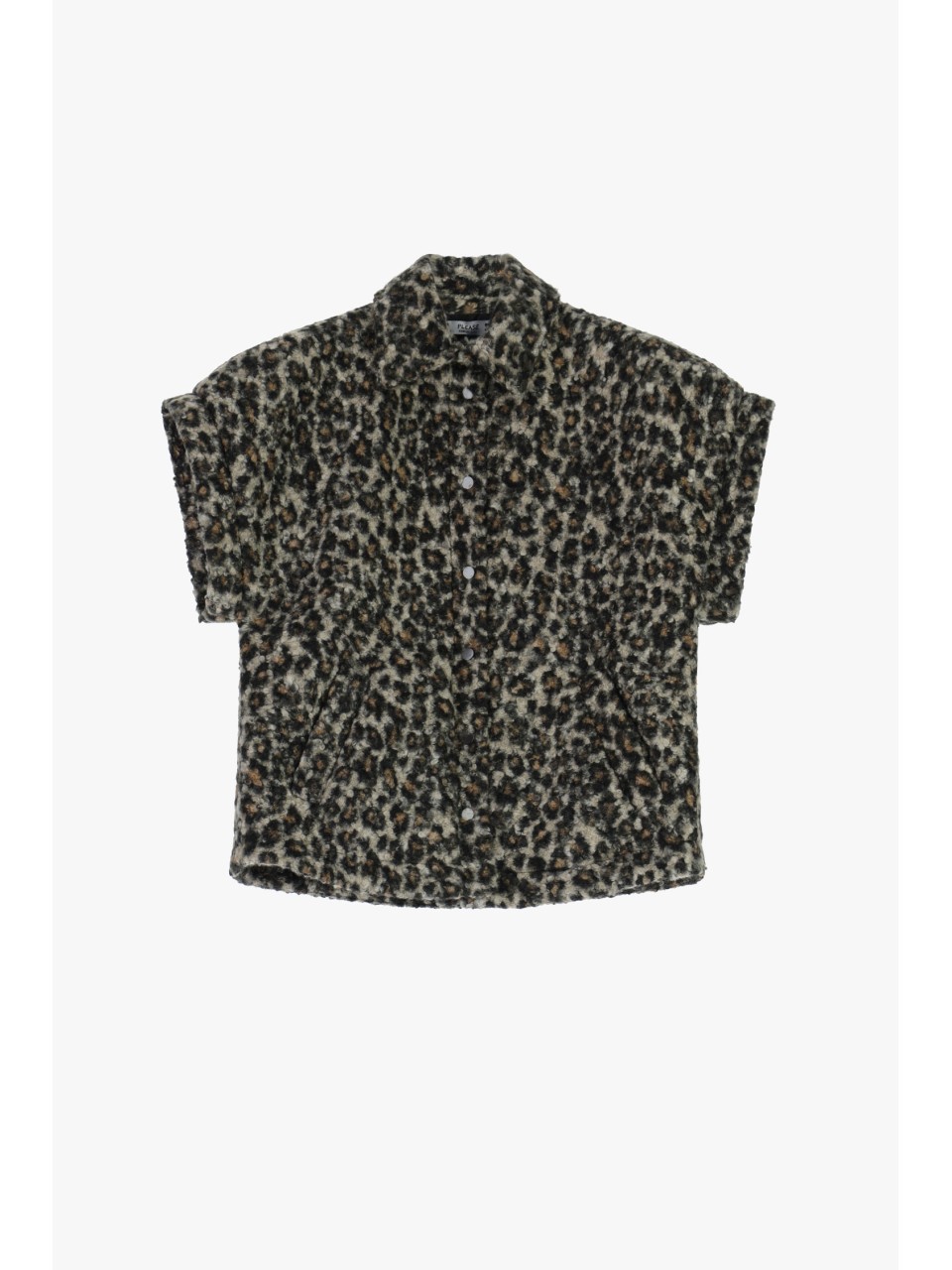 Please Manteau a manches courtes en eco fourrure Leopard