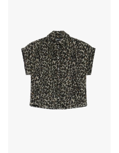 Please Manteau a manches courtes en eco fourrure Leopard