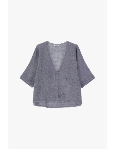 Please cardigan oversize Gris en laine vierge et mohair