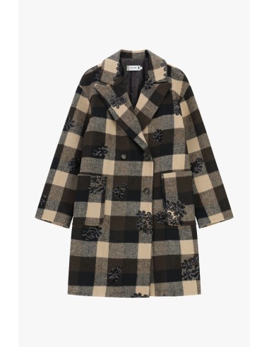 Please manteau a carreaux avec incrustations